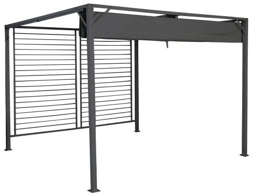 Prémium pergola szürke acél vázzal és poliészter tetővel 300x300x230 cm