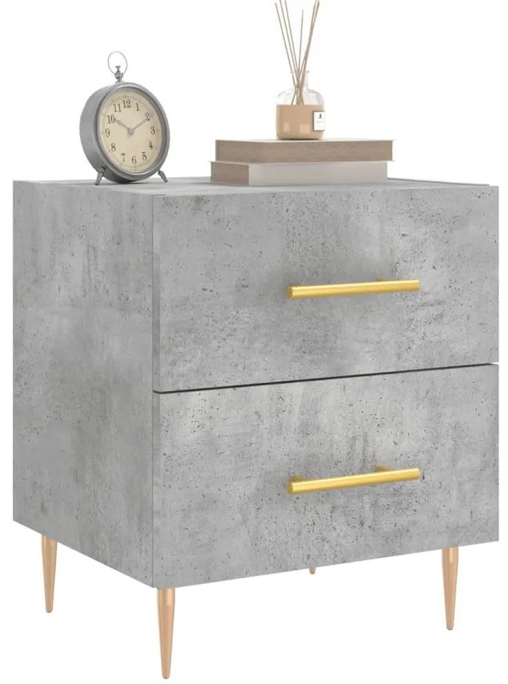 2 db betonszürke szerelt fa éjjeliszekrény 40 x 35 x 47,5 cm