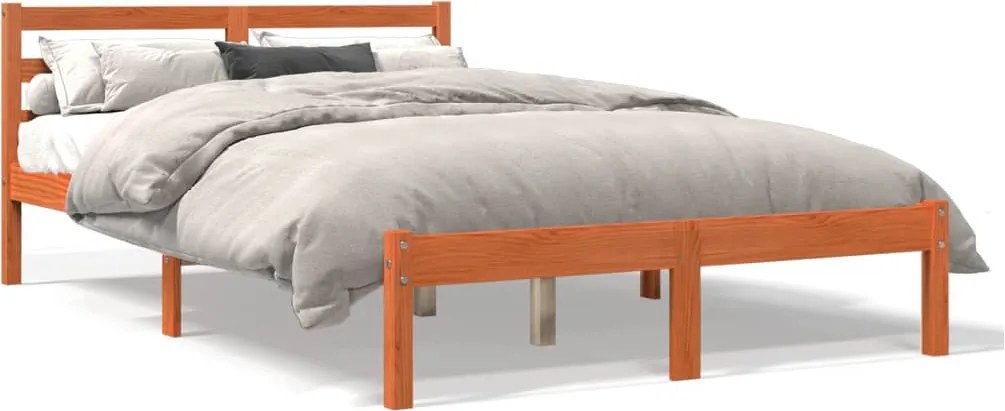 vidaXL viaszbarna tömör fenyőfa ágy matrac nélkül 150 x 200 cm