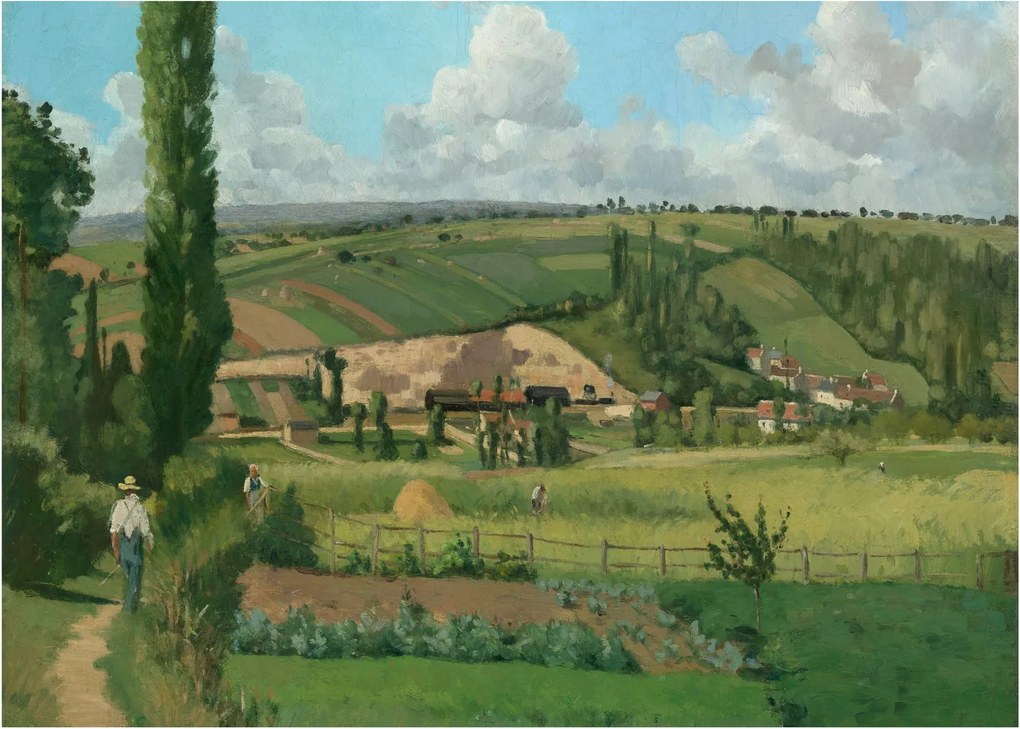 Üveg kép - Camille Pissarro, Landscape at Les Pâtis, Pontoise, reprodukciók (70x50 cm)