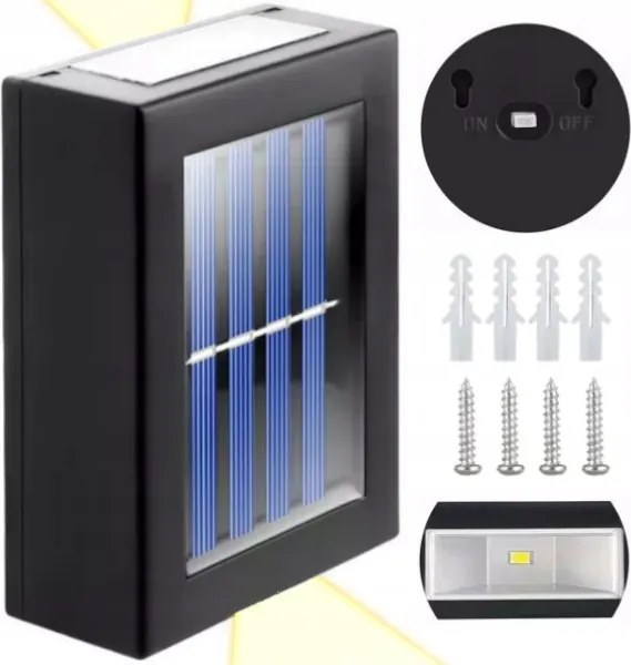 Napelemes Fali Lámpa LED-es kerti fali lámpa fehér meleg felső alsó