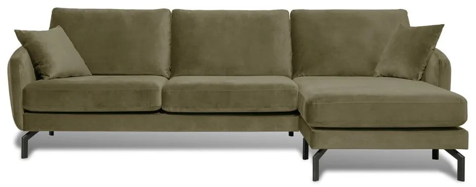 Magic zöld bársony sarokkanapé, bal oldali - Scandic