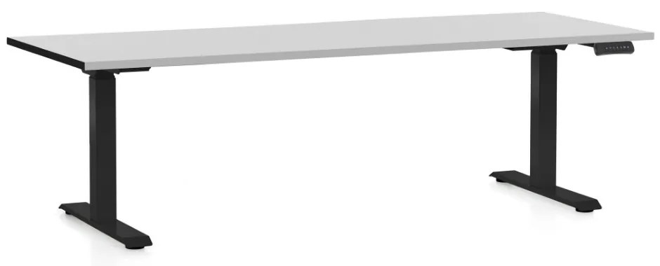 Állítható magasságú asztal OfficeTech C, 200 x 80 cm, fekete alap, világos szürke