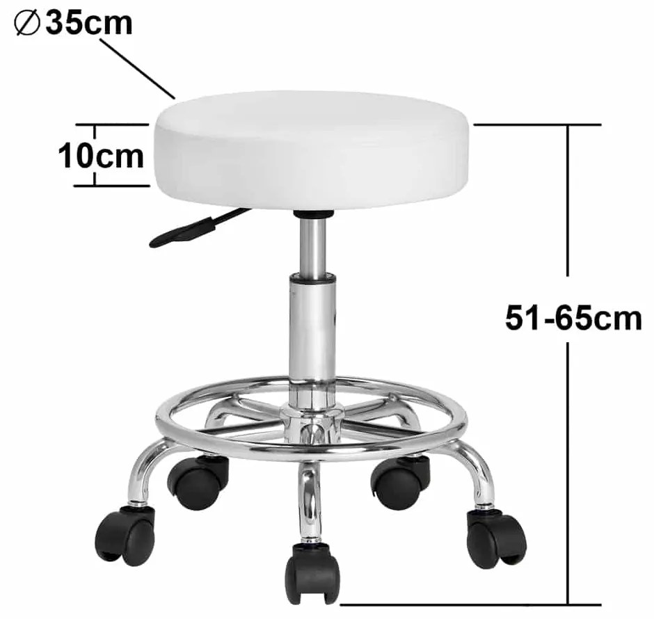 Casaria® Gurulós puff 50x51-65 cm - fehér