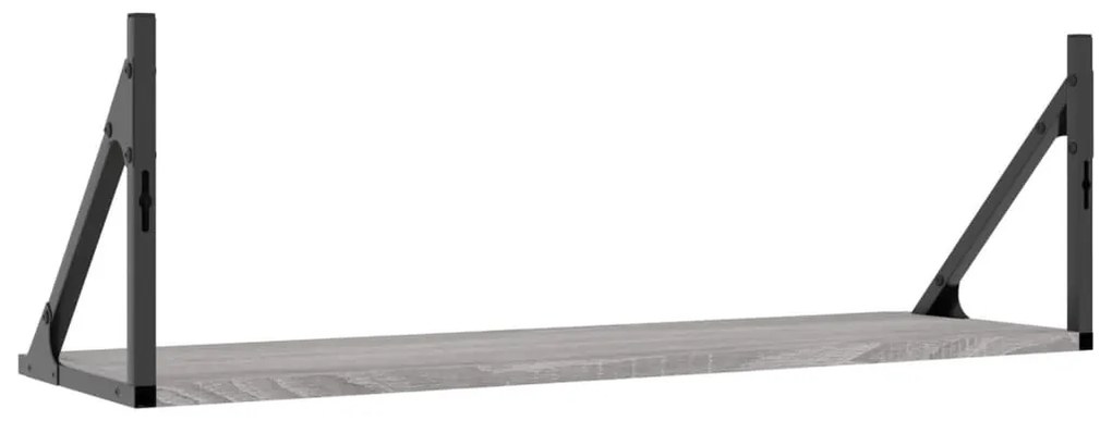 2 db szürke sonoma színű szerelt fa fali polc 80 x 25 x 25,5 cm