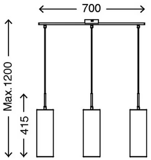 Briloner 4712-037 - Csillár zsinóron 3xE27/25W/230V