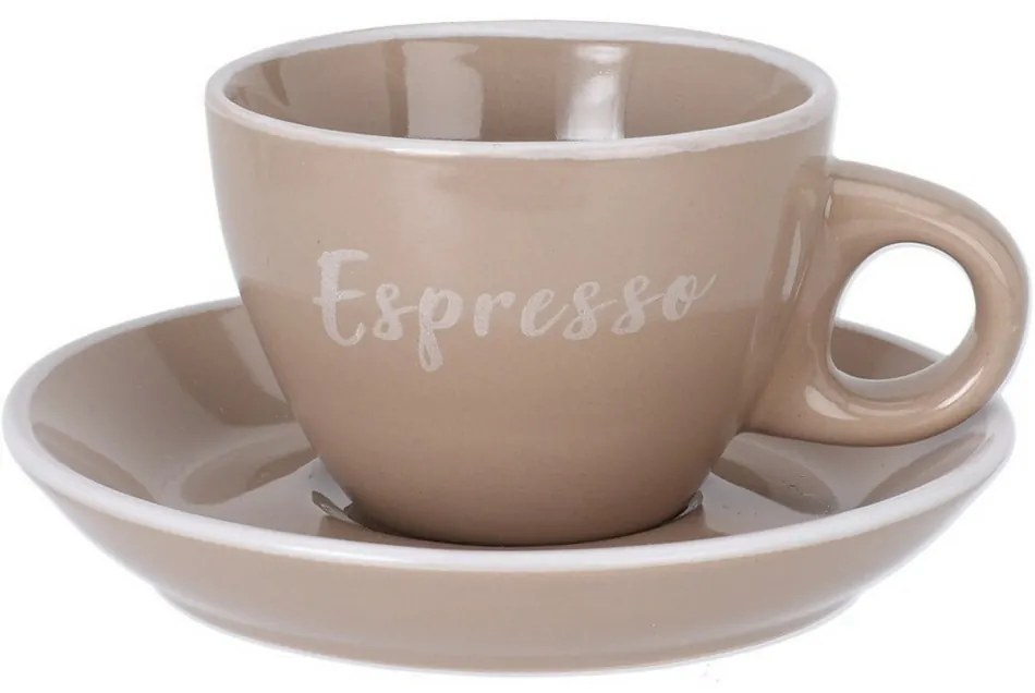 Espresso kőagyag csésze csészealjjal , 100 ml, mokka