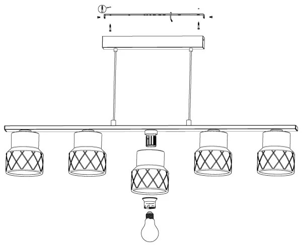 Eglo 39855 - HILCOTT kábelre szerelt függőlámpa, 5x E27/40W/230V