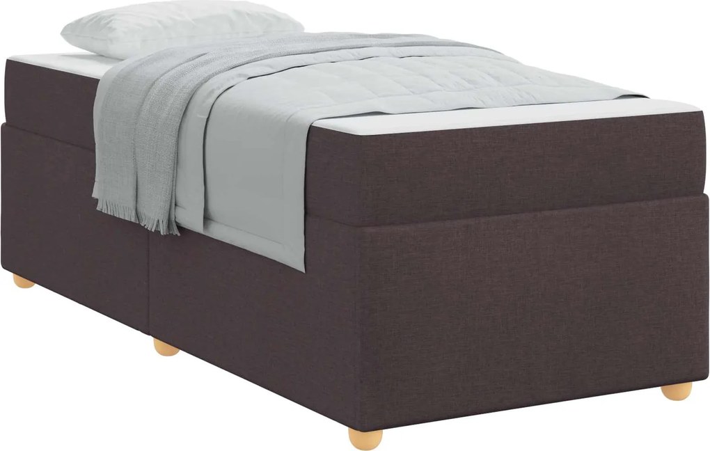 vidaXL Ágykeret matracmal Sötét Barna 90 x 190 cm szövet