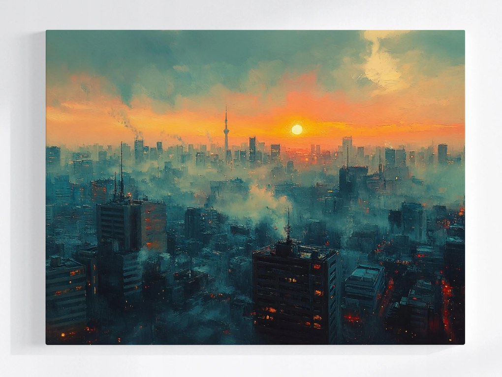 Poszter Város Panoráma Tokió Skytree Este Nyugat 80x60