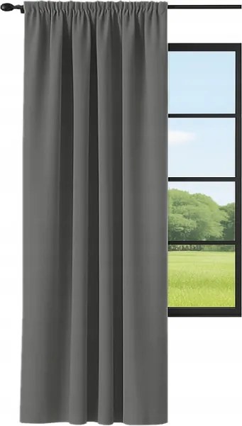 Függöny, készre varrva, ráncolóval 145x240 cm, sima, klasszikus, matt grafit függöny