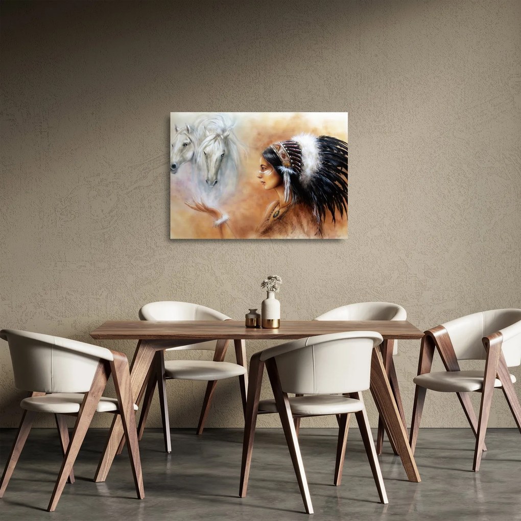 Kép - Indiánok varázslata (üvegen) (70x50 cm)