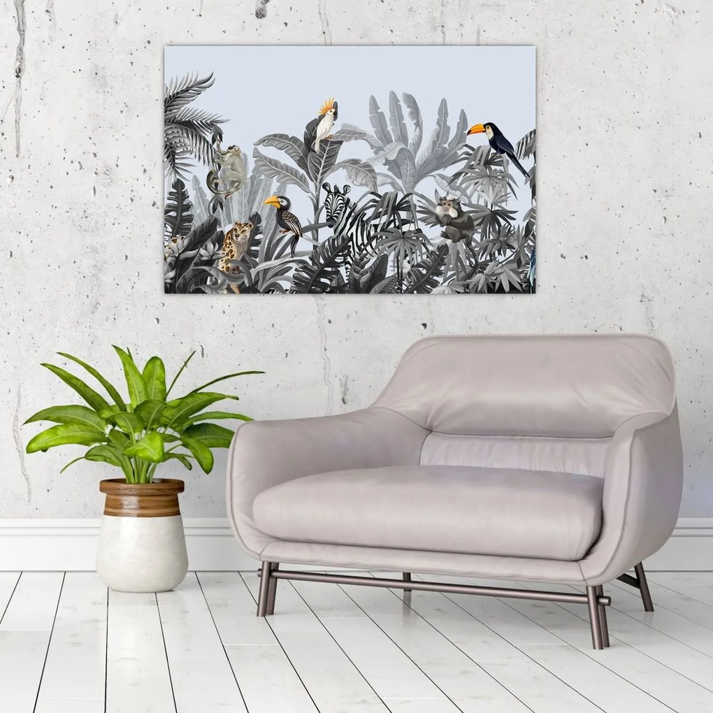 Kép - Illusztrált dzsungel (90x60 cm)