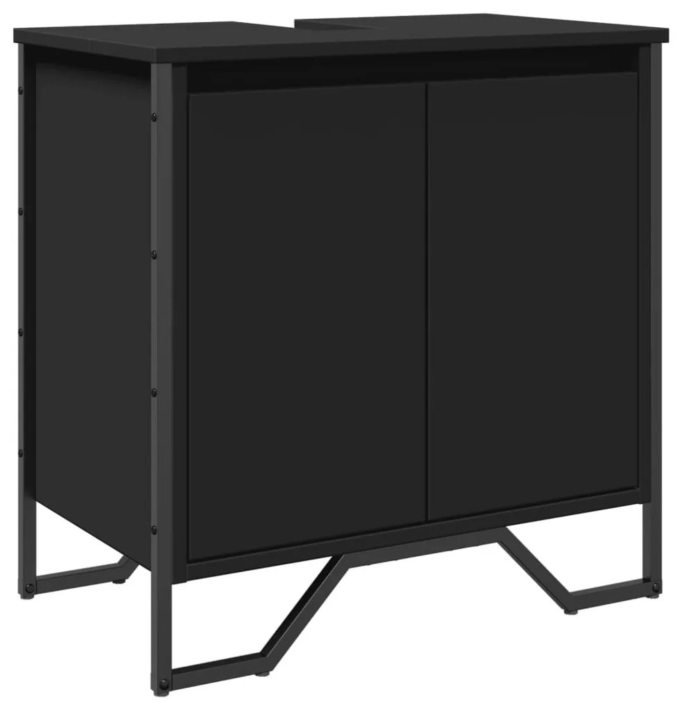 fekete szerelt fa fürdőszobai mosdószekrény 60 x 35 x 60 cm