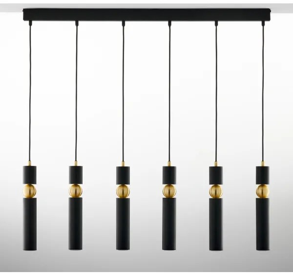 Jupiter 2005 - Csillár zsinóron ALAS 6xGU10/10W/230V fekete/arany