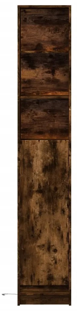 füstös tölgy szerelt fa tálalószekrény LED-del 36x32,5x200 cm