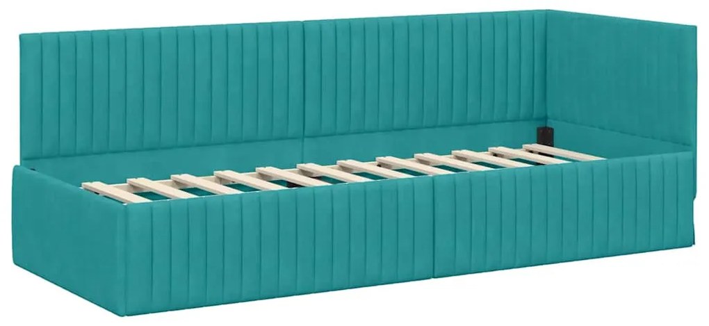 Sarokágy keret fejtámlával Türkiz 80 x 200 cm Bársony