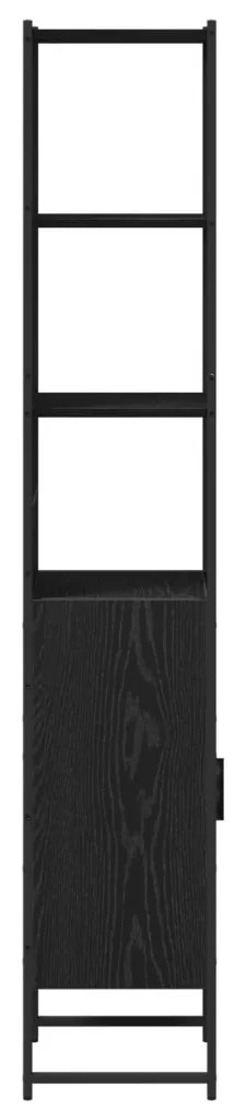Fürdőszoba Szekrény Fekete Tölgy 33x33x185,5 cm Műanyag