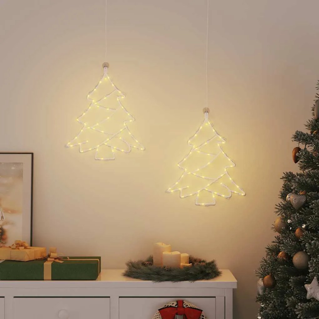 2 db meleg fehér karácsonyi fények karácsonyfa sziluett 50 LED
