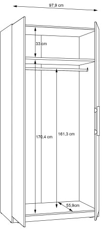 Gardróbszekrény MARO 100x213 cm artisan tölgy