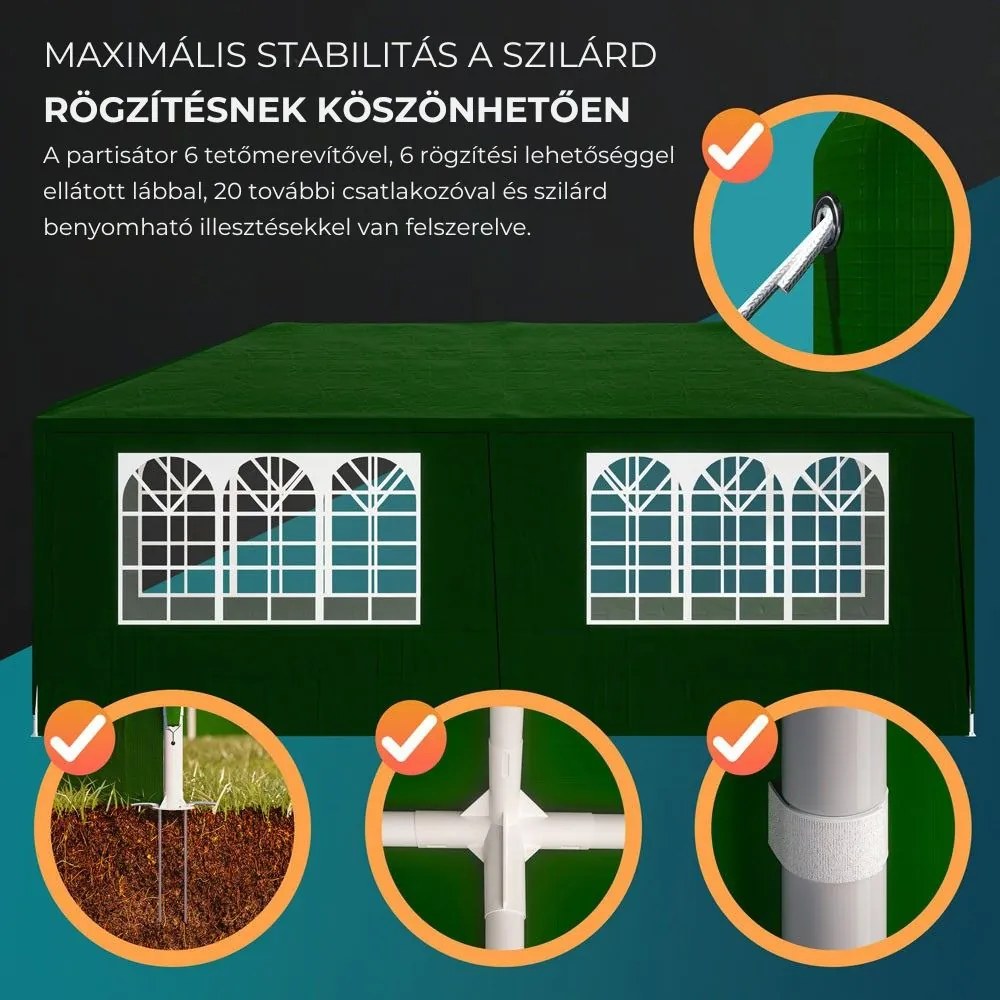 NEAPOL rendezvénysátor, 3x6m, zöld Jurhan