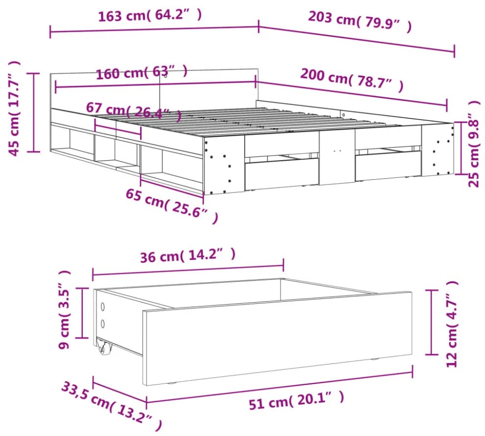 fekete szerelt fa ágykeret fiókokkal 160 x 200 cm