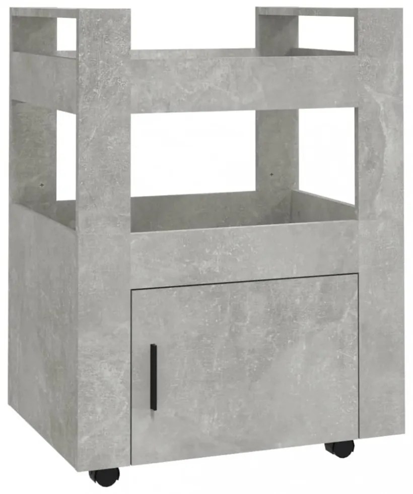 betonszürke szerelt fa zsúrkocsi 60 x 45 x 80 cm