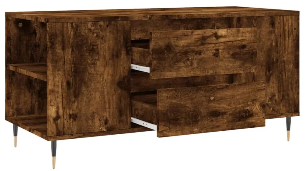 füstös tölgy színű szerelt fa dohányzóasztal 102x44,5x50 cm