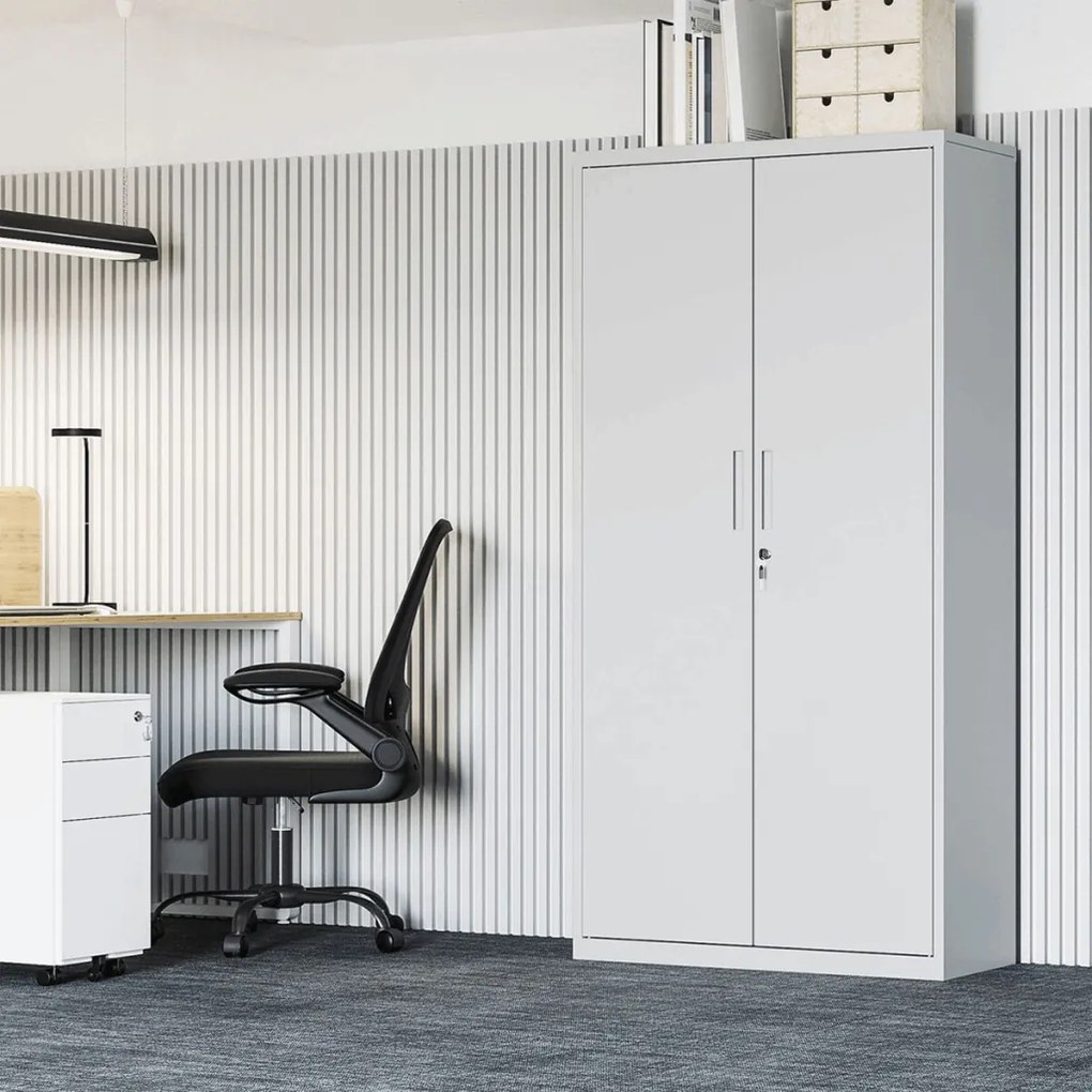 AUS-E1115 fehér fém komód 80 × 40 × 180 cm