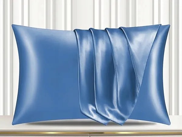 Párnahuzat Dream-Cloud Shiny Silk Kék 100% Természetes Selyem 65x46 cm