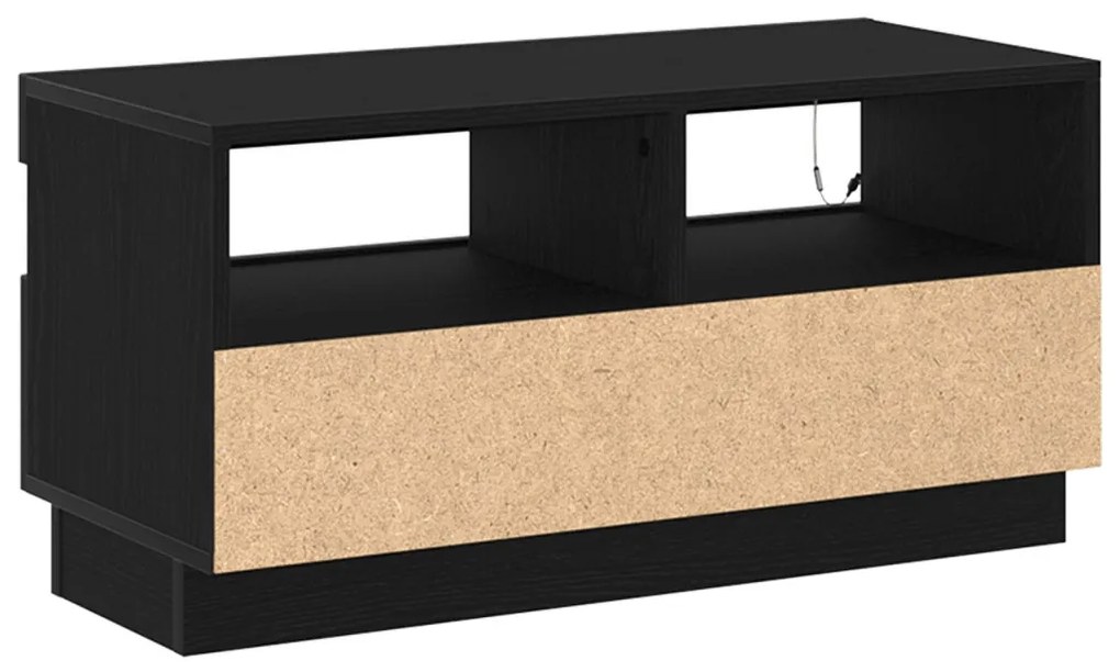 LED világításos TV szekrény - Fekete tölgy, 80x35x40 cm, Mérnöki fa