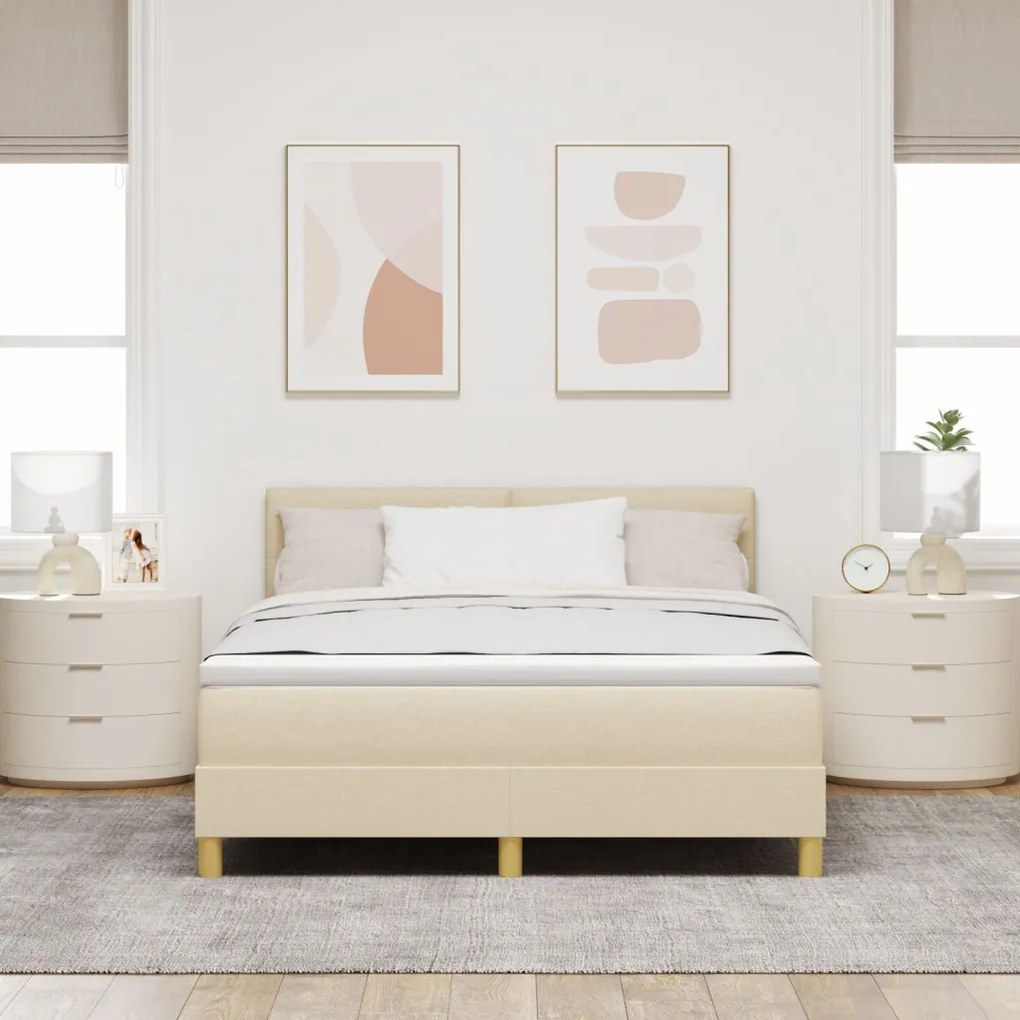 Box Spring ágy matraccal Krém 140x190 cm Szövet