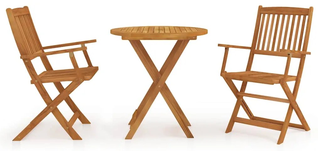 vidaXL 3 részes összecsukható tömör akácfa kerti étkezőszett