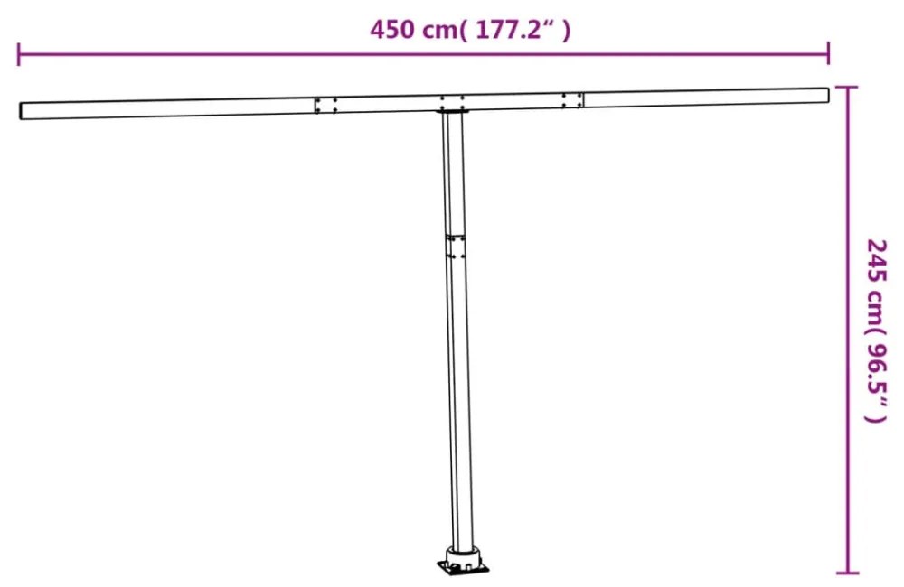antracitszürke vas napellenzőrúdszett 450 x 245 cm