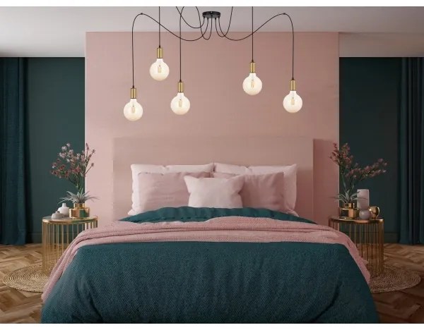 Csillár zsinóron MIROS 5xE27/60W/230V pók fekete/arany