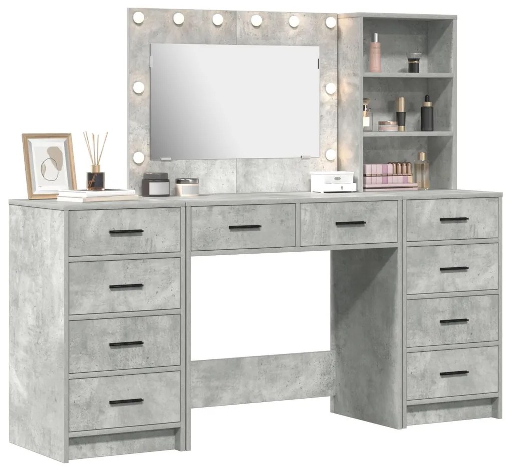 Öltözködőasztal fiókkal 3 pcs Szürke 40 x 41 x 135 cm Faanyag