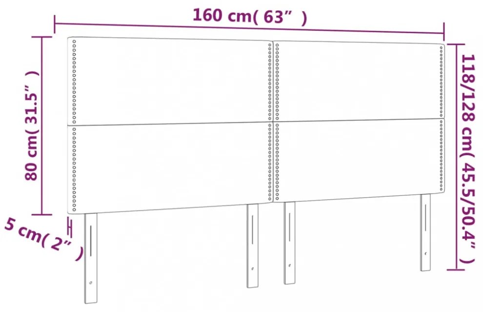 világosszürke szövet LED-es fejtámla 160x5x118/128 cm