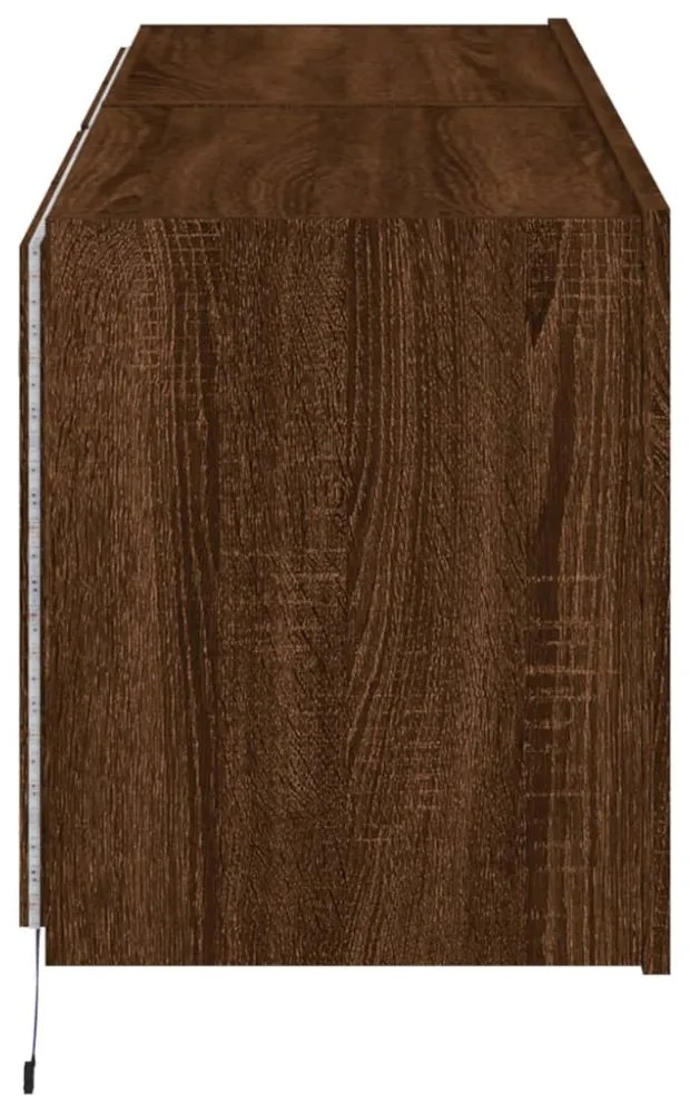 2 db barna tölgyszínű fali TV-szekrény LED-del 60x35x41 cm