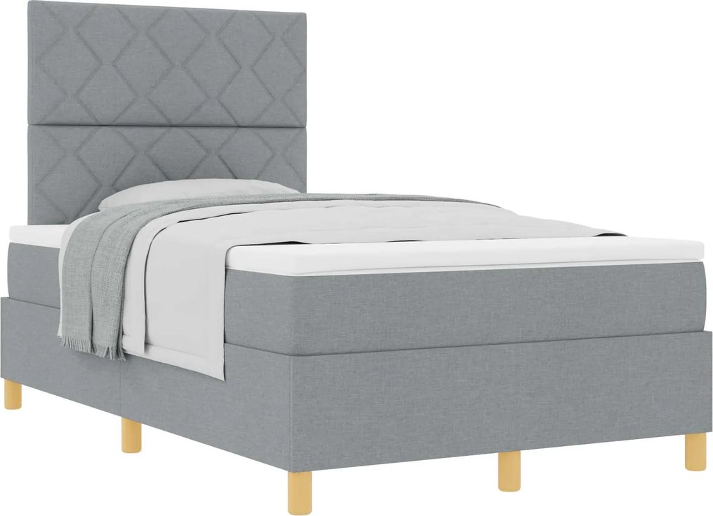 vidaXL Boxrugós ágy matracmal Világosszürke 120 x 190 cm szövet