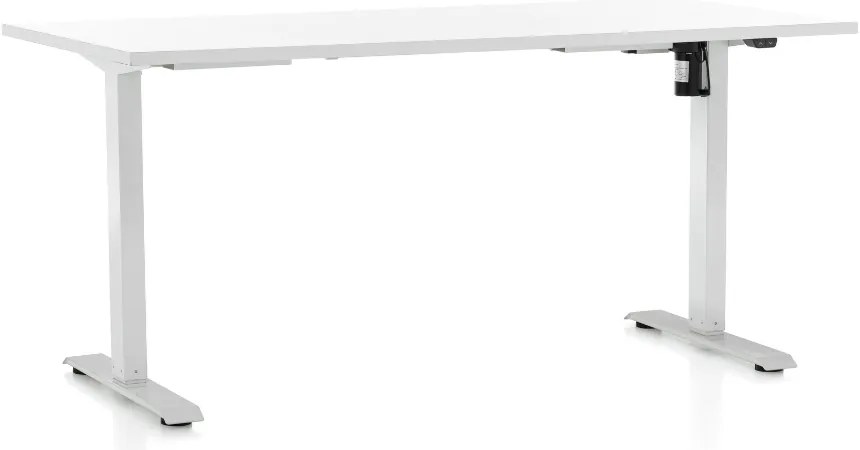 Állítható magasságú asztal OfficeTech A, 160 x 80 cm, fehér alap, fehér