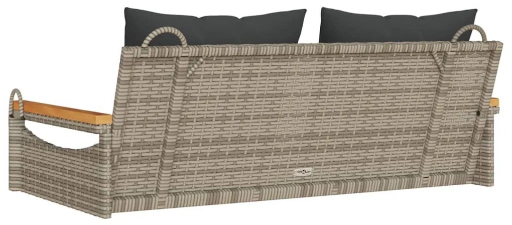 szürke polyrattan hintapad párnákkal 109 x 62 x 40 cm