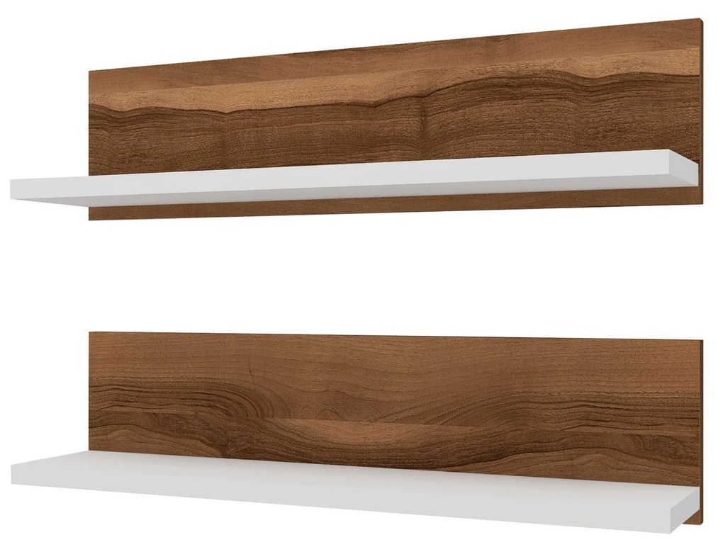 Fali polc Shelf - Diós, Fehér