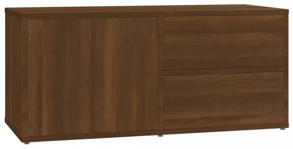 barna tölgyszínű szerelt fa TV-szekrény 80 x 34 x 36 cm