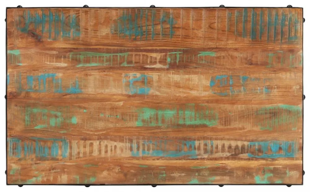 újrahasznosított fa dohányzóasztal kerekekkel 100x 60 x 26 cm