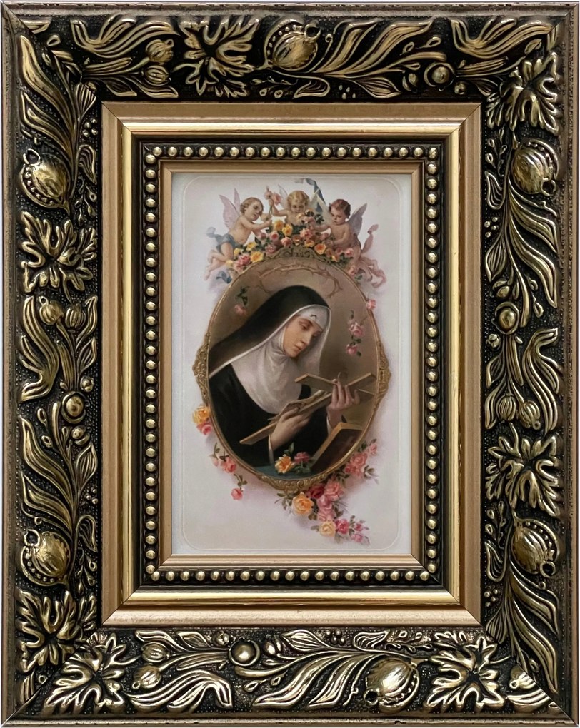 Vászonkép 25x20 Szent Rita Cascia Arany Díszített Fa Keret