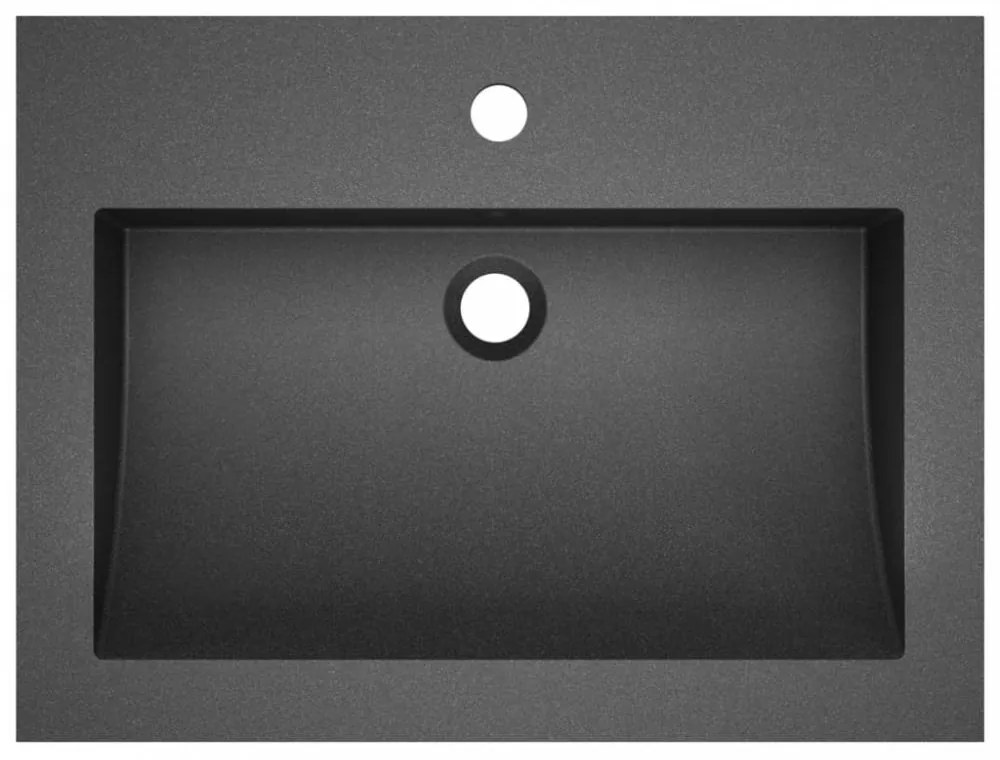 Fekete gránit mosdókagyló 600 x 450 x 120 mm