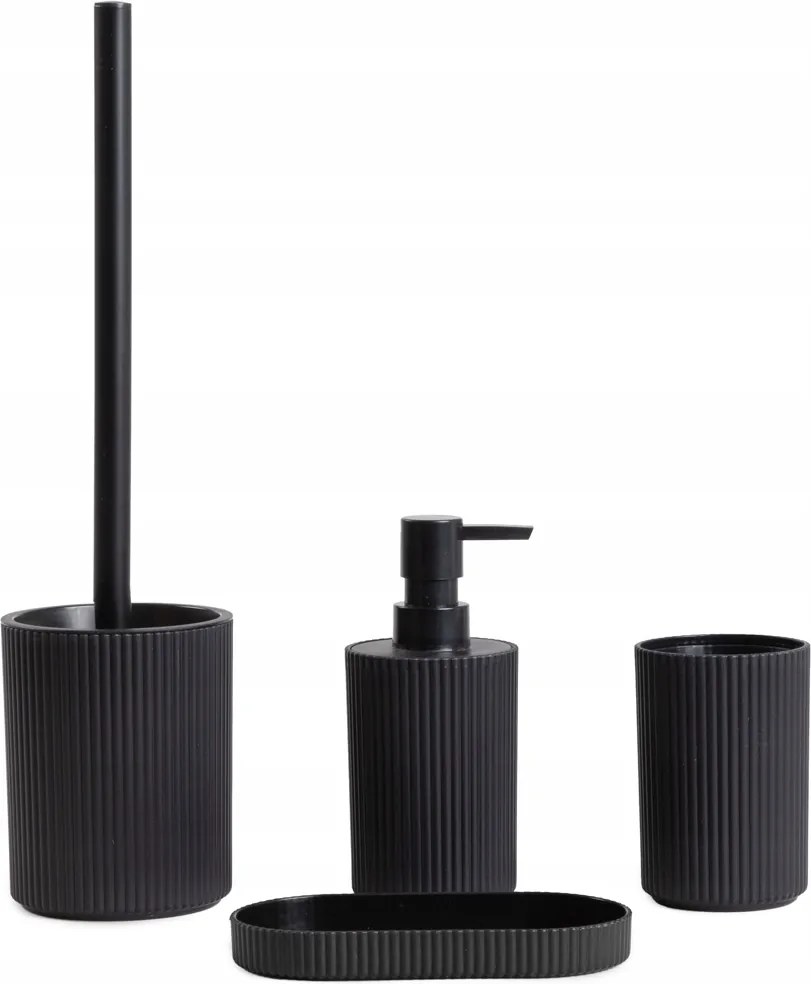 Fürdőszoba szett Agua adagoló, pohár és wc kefe fekete Homla