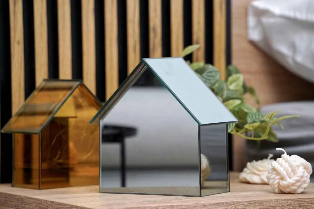 LED skleněný domeček ELITE, šedý - více velikostí Méret: S