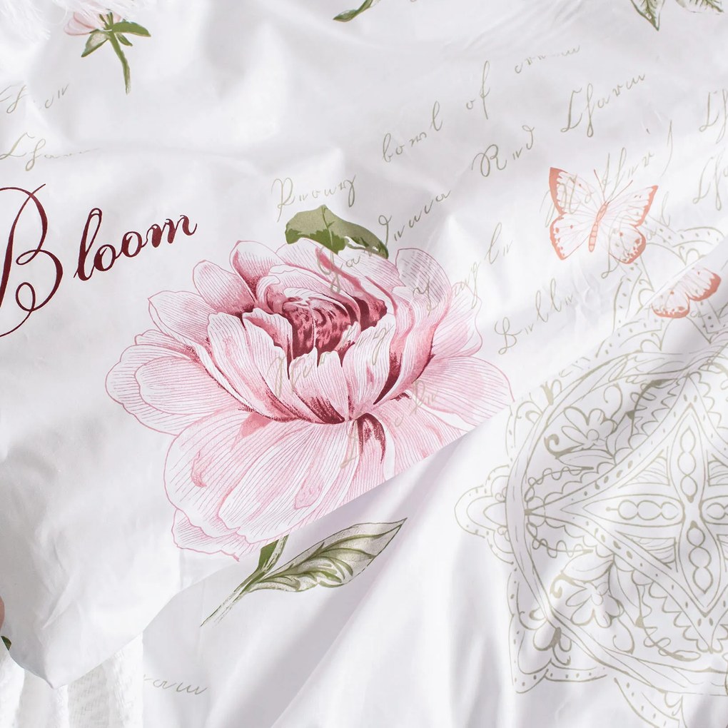 Goldea pamut ágyneműhuzat - pünkösdirózsa mintás 150 x 200 és 50 x 60 cm