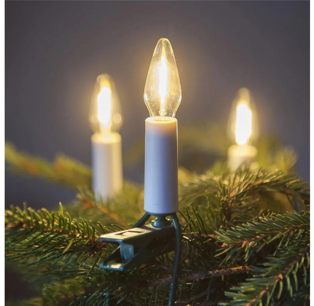 Hosszabbító LED kültéri lánc FELICIA FILAMENT 20xE10 14m átlátszó/meleg fehér IP44